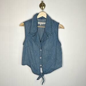 Anthropologie Pilcro Chambray Tie Front Top